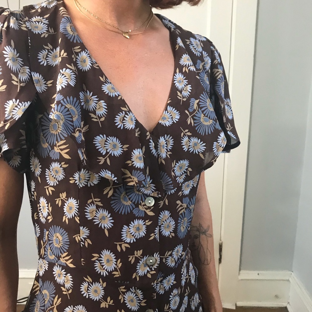 Christy Dawn Brown Floral Deadstock Maxi Dress - Picture 2 of 13